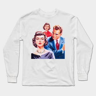 love triangle retro girl vintage library comic Long Sleeve T-Shirt